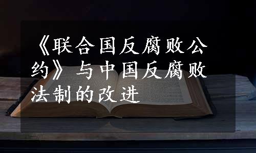 《联合国反腐败公约》与中国反腐败法制的改进