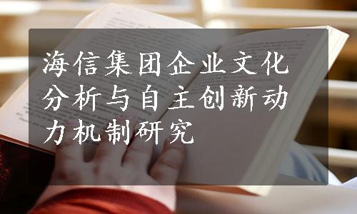 海信集团企业文化分析与自主创新动力机制研究