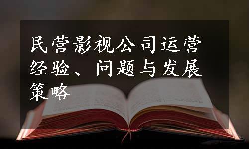 民营影视公司运营经验、问题与发展策略