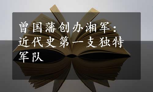 曾国藩创办湘军：近代史第一支独特军队