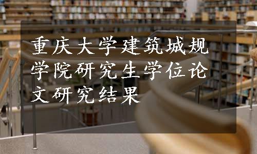 重庆大学建筑城规学院研究生学位论文研究结果