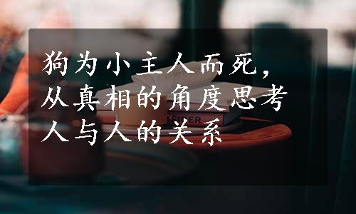 狗为小主人而死，从真相的角度思考人与人的关系