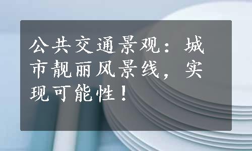 公共交通景观：城市靓丽风景线，实现可能性！