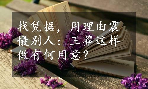 找凭据，用理由震慑别人：王莽这样做有何用意？