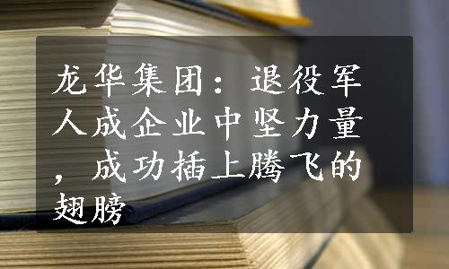 龙华集团：退役军人成企业中坚力量，成功插上腾飞的翅膀