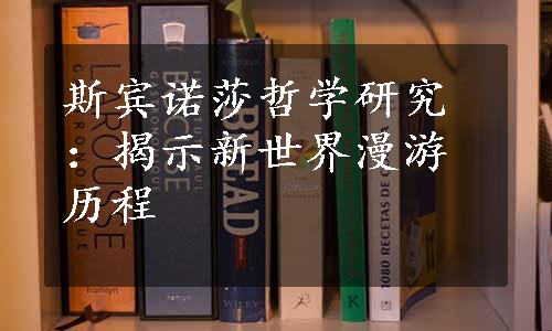 斯宾诺莎哲学研究：揭示新世界漫游历程