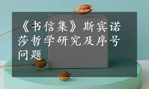 《书信集》斯宾诺莎哲学研究及序号问题