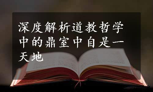 深度解析道教哲学中的鼎室中自是一天地