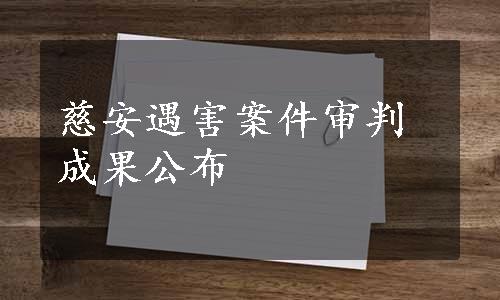 慈安遇害案件审判成果公布