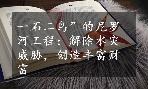 一石二鸟”的尼罗河工程：解除水灾威胁，创造丰富财富