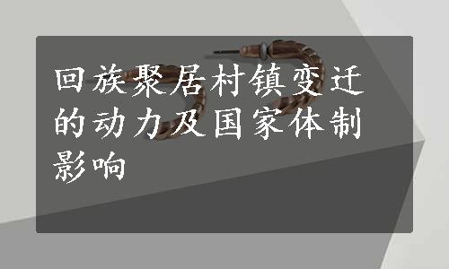 回族聚居村镇变迁的动力及国家体制影响