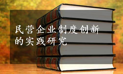 民营企业制度创新的实践研究