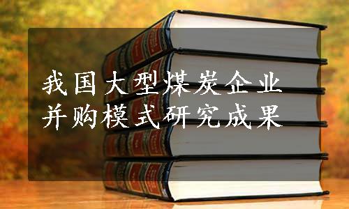 我国大型煤炭企业并购模式研究成果