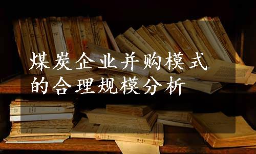 煤炭企业并购模式的合理规模分析