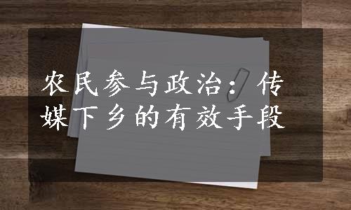 农民参与政治：传媒下乡的有效手段