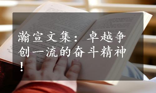 瀚宣文集：卓越争创一流的奋斗精神！