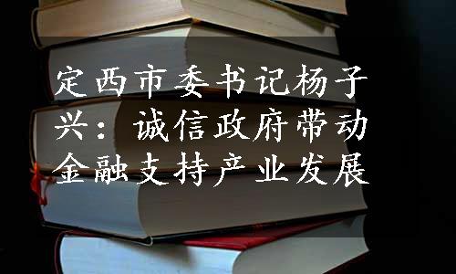 定西市委书记杨子兴：诚信政府带动金融支持产业发展