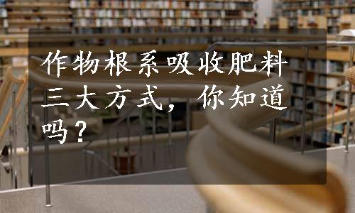 作物根系吸收肥料三大方式，你知道吗？