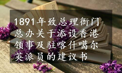 1891年致总理衙门总办关于添设香港领事及驻喀什噶尔英派员的建议书