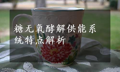 糖无氧酵解供能系统特点解析