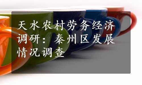 天水农村劳务经济调研：秦州区发展情况调查