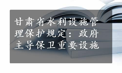 甘肃省水利设施管理保护规定：政府主导保卫重要设施