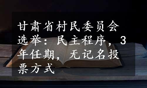 甘肃省村民委员会选举：民主程序，3年任期，无记名投票方式