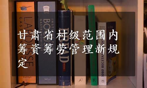 甘肃省村级范围内筹资筹劳管理新规定