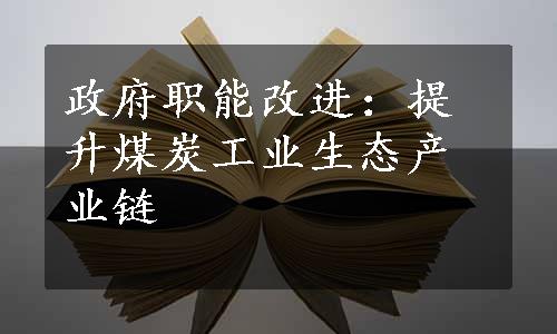 政府职能改进：提升煤炭工业生态产业链