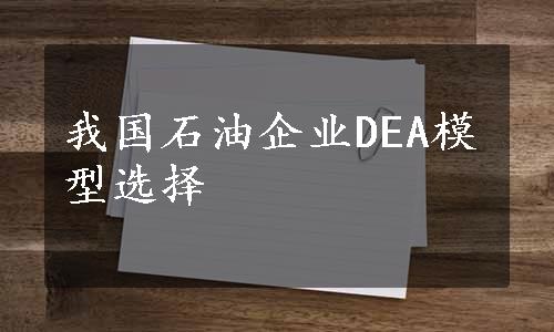 我国石油企业DEA模型选择