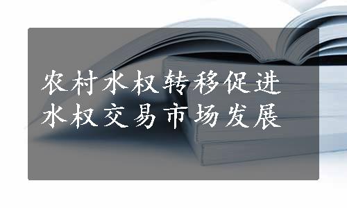 农村水权转移促进水权交易市场发展