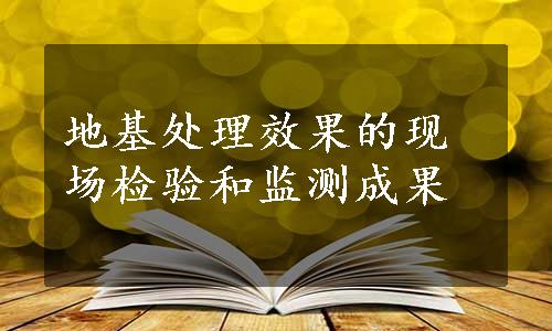 地基处理效果的现场检验和监测成果