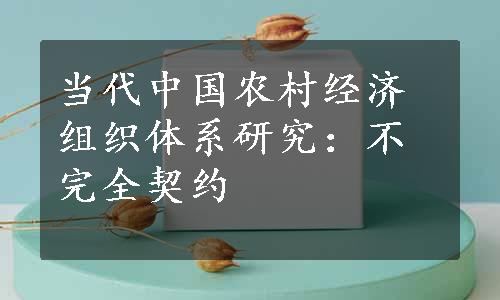 当代中国农村经济组织体系研究：不完全契约