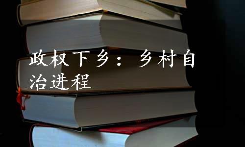 政权下乡：乡村自治进程