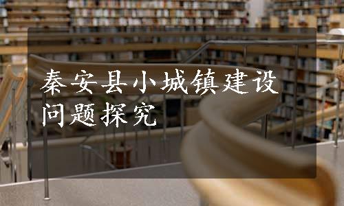 秦安县小城镇建设问题探究