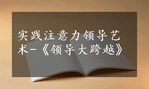 实践注意力领导艺术-《领导大跨越》