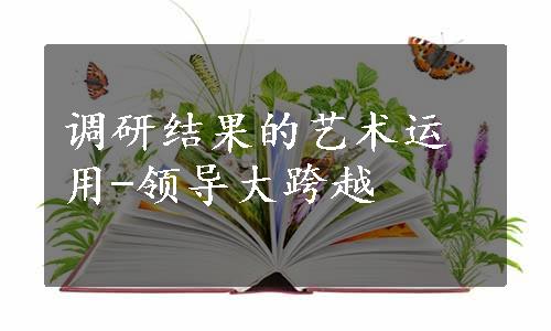 调研结果的艺术运用-领导大跨越