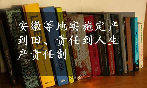 安徽等地实施定产到田、责任到人生产责任制