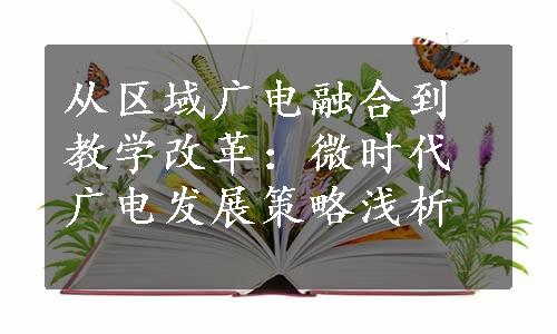 从区域广电融合到教学改革：微时代广电发展策略浅析