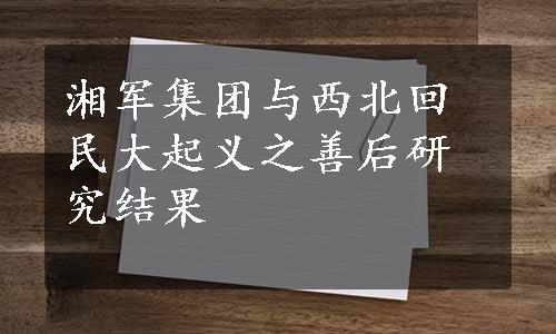 湘军集团与西北回民大起义之善后研究结果