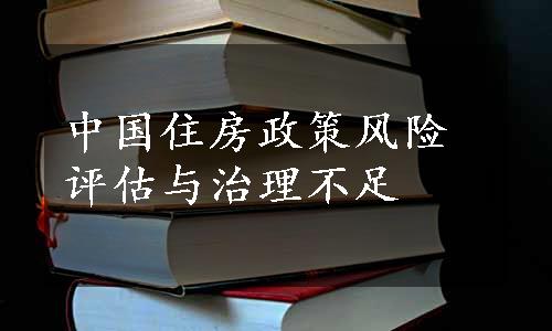 中国住房政策风险评估与治理不足