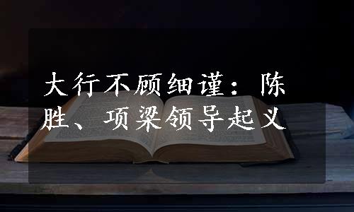 大行不顾细谨：陈胜、项梁领导起义