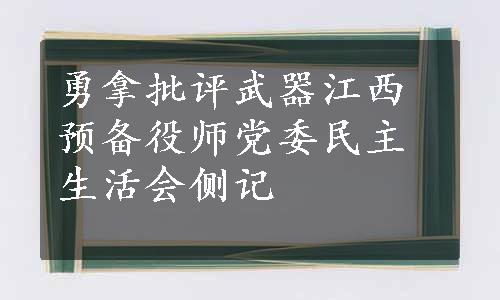 勇拿批评武器江西预备役师党委民主生活会侧记