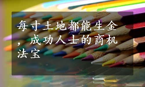 每寸土地都能生金，成功人士的商机法宝