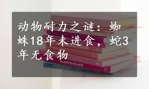 动物耐力之谜：蜘蛛18年未进食，蛇3年无食物