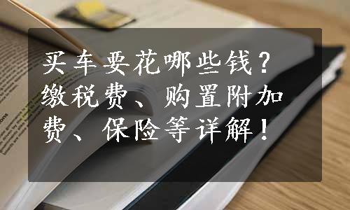 买车要花哪些钱？缴税费、购置附加费、保险等详解！