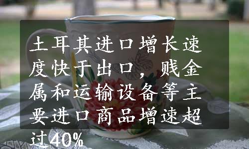 土耳其进口增长速度快于出口，贱金属和运输设备等主要进口商品增速超过40%