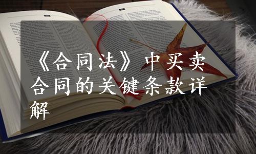 《合同法》中买卖合同的关键条款详解