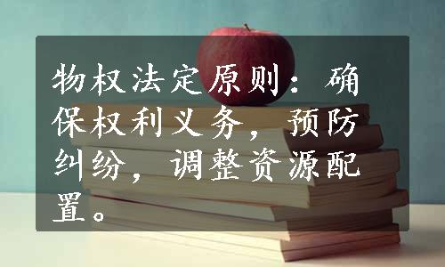 物权法定原则：确保权利义务，预防纠纷，调整资源配置。