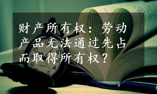 财产所有权：劳动产品无法通过先占而取得所有权？